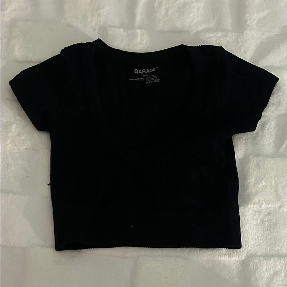 Garage Black V-Neck Crop Top
